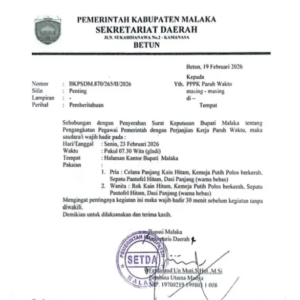 SK PPPK Paruh Waktu Malaka Diserahkan 23 Februari, Peserta Wajib Hadir